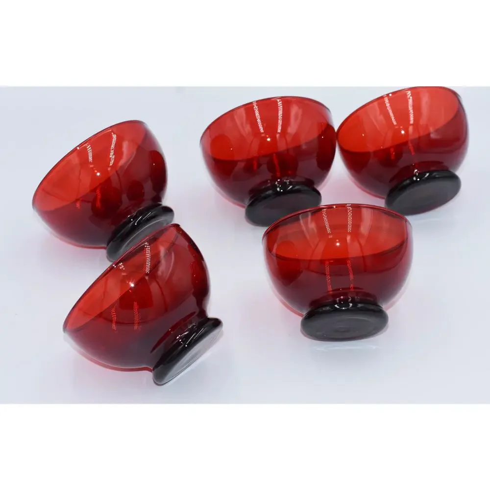 Low Sherbet Baltic Royal Ruby by ANCHOR HOCKING 5pc Set